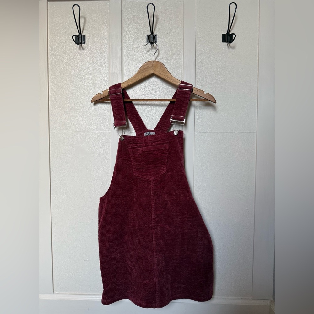 “J for Justify” Maroon Corduroy Bib Overalls Dress Jumper Size Medium